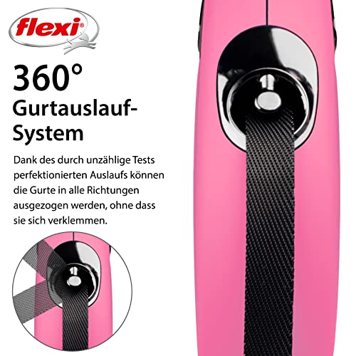 flexi® Classic M Gurt 5 m pink, Roll-Leine für Hunde bis 25 kg