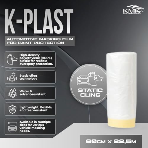 Image of KMK 9202 /60 K-PLAST - 60cm x 22.5m Automotive Masking Film with Tape - High-Performance Paint Protection Film