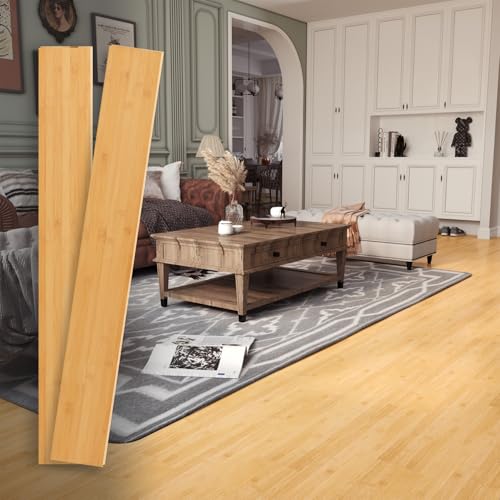 Jeedeson Solid Bamboo Flooring, 2-Pack Wooden...
