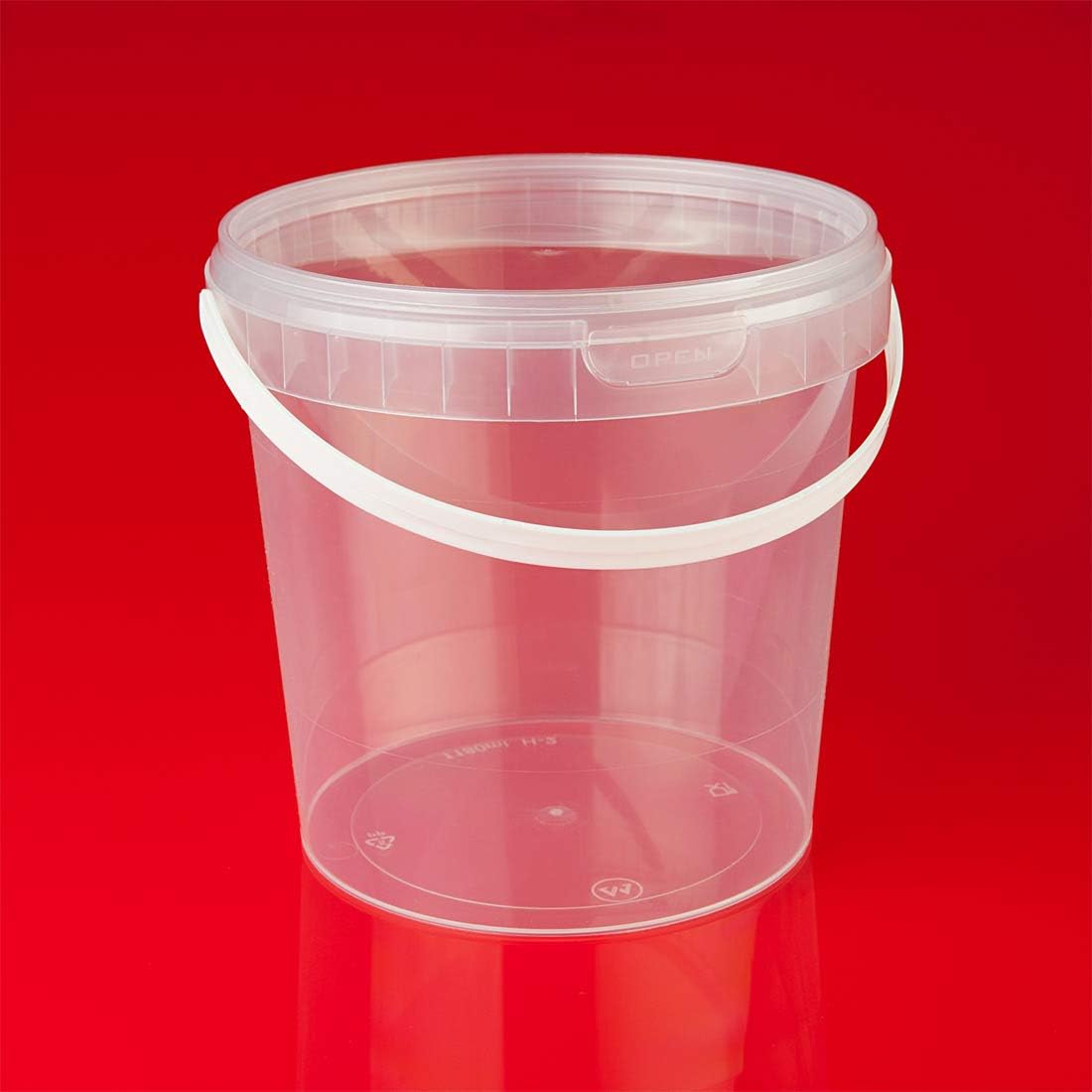 Trendfinding 12 x 1 Litre Bucket with Lid Transparent Plastic Bucket