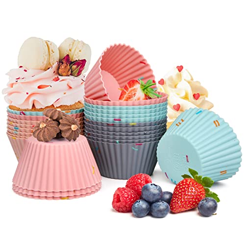 Hoya Ponyoo Reusable Silicone Muffin Baking Cups,Non-Stick Silicone Cupcake Liners, Bpa Free, Dishwasher Safe (Bright-Coloured, Standard - 24 Pack) #TOP16
