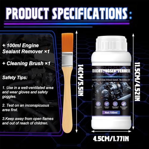 HONTAOK Dichtungsentferner, Dichtungsreinige, Dicht Kleber Entferner, Silikonentferner Auto Geeignet für Motoren, Dichtstoffe, Klebrige Rückstände usw, 100ml