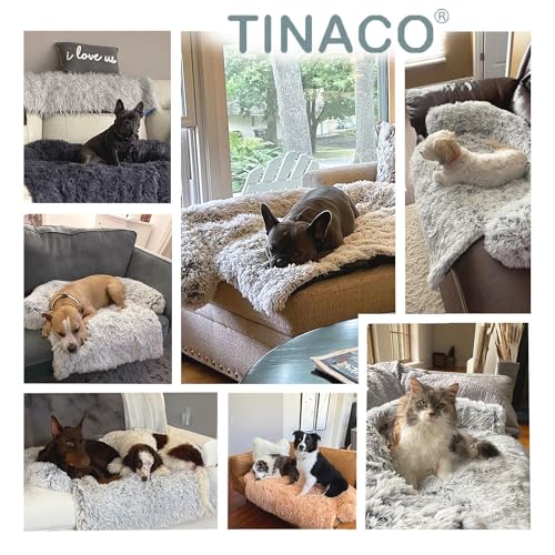 Image of Calming Dogs /Cats Bed Mats, Dog Pad Washable Removable Couch Cover, Plush Long Fur Mat for Pets, Waterproof Lining, Perfect for Small, Medium and Large Dogs and Cats (Dark Gray, 53 inchx39 inch)