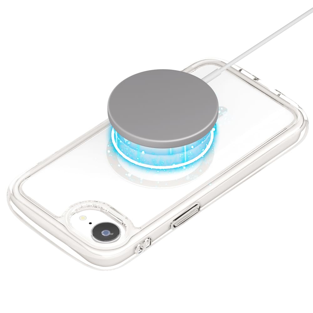 iPhone16e 用 MagSafe対応 エアクッションケース ケース ストラップホール 背面クリア 耐衝撃 エア スノー PG-25KMA04CL