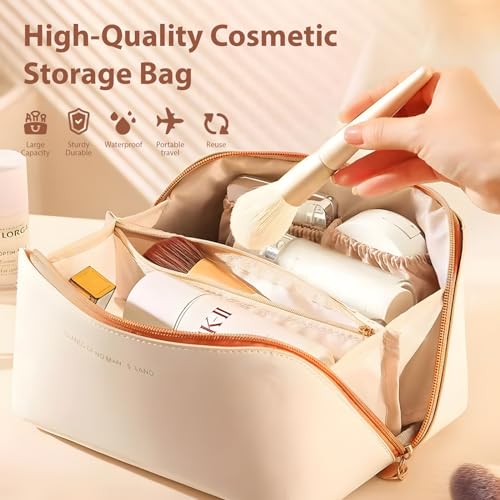 Large Capacity Travel Cosmetic Bag,Premium PU Cosmetic Bag Travel Bag - Image 3