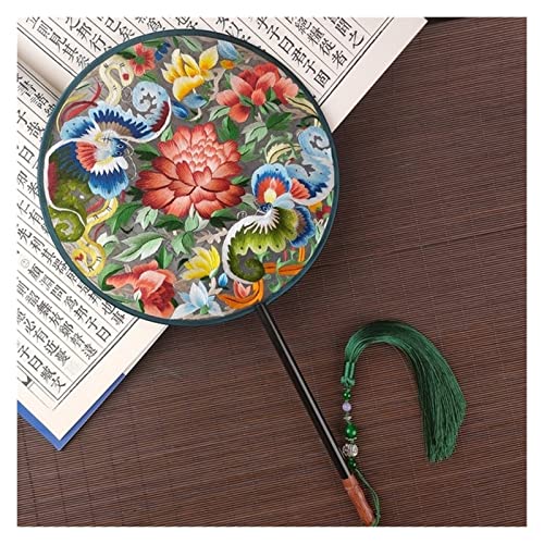 DbHFgjMN Suzhou Borderyy Palace Fan Fan bordado à mão Suzhou Bordado de bordado duplo-lados presente