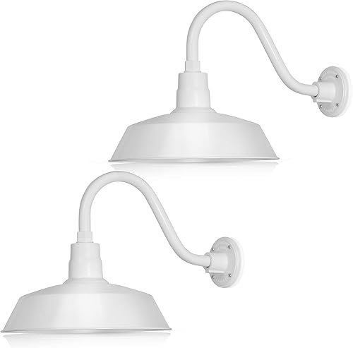 Miniatura 18 de 14 pulgadas. RLM Warehouse - Pantalla con brazo de cuello de cisne y bombilla Led A19 5000K de 9W Galvanizado (paquete de 1),Galvanizado