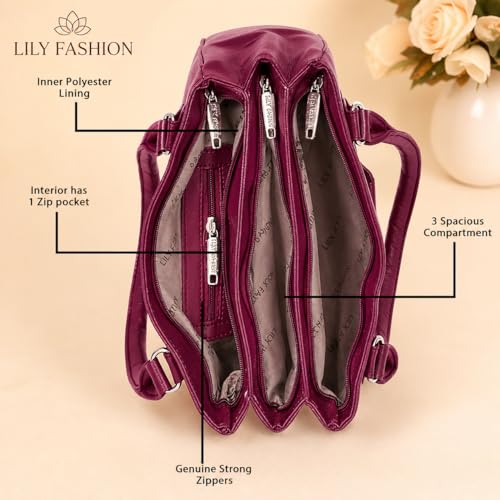 Image of Women's Handbag Shoulder Bag with Multiple Compartments, Zipper Closure & Front Pocket | Versatile Crossbody, Shoulder & Handheld Bag for Work, Travel & Daily Use