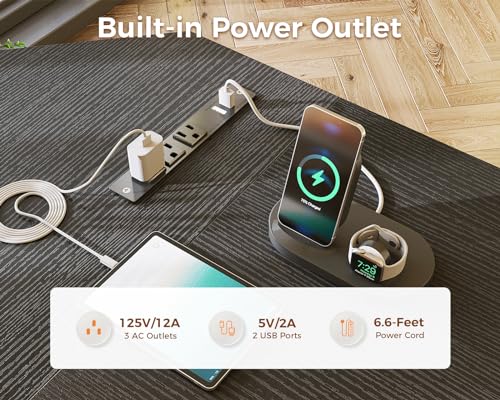 Coleshome L Shaped Computer Desk 59" with Power Outlet, Corner Desk Workstation with Storage Shelves, Modern Wooden Office Gaming Desk, Wood & Metal PC Desk, Black - Image 5