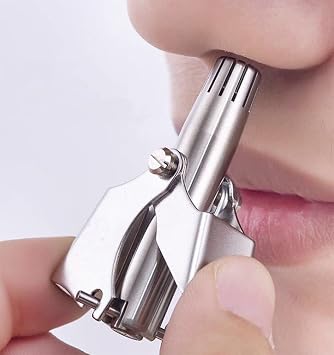 WOIWO Stainless Steel Nose Hair Trimmer for Men - Manual, Portable, Detachable Head