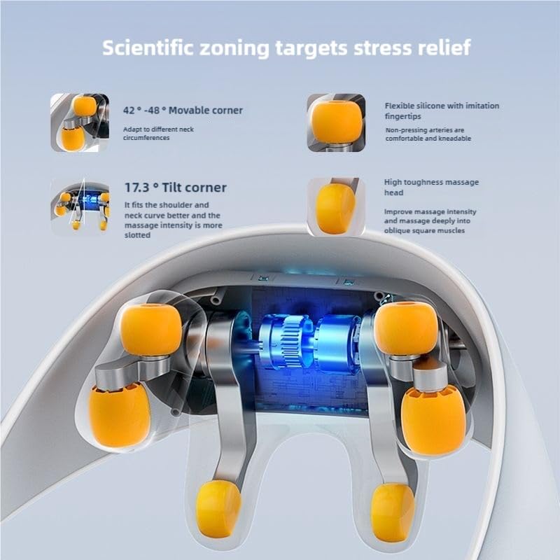 Miniatura 4 de Masajeador de trapecio para alivio del dolor de cuello, hombros y espalda, almohadilla térmica 3D con 2 modos de masaje, correa ajustable para uso