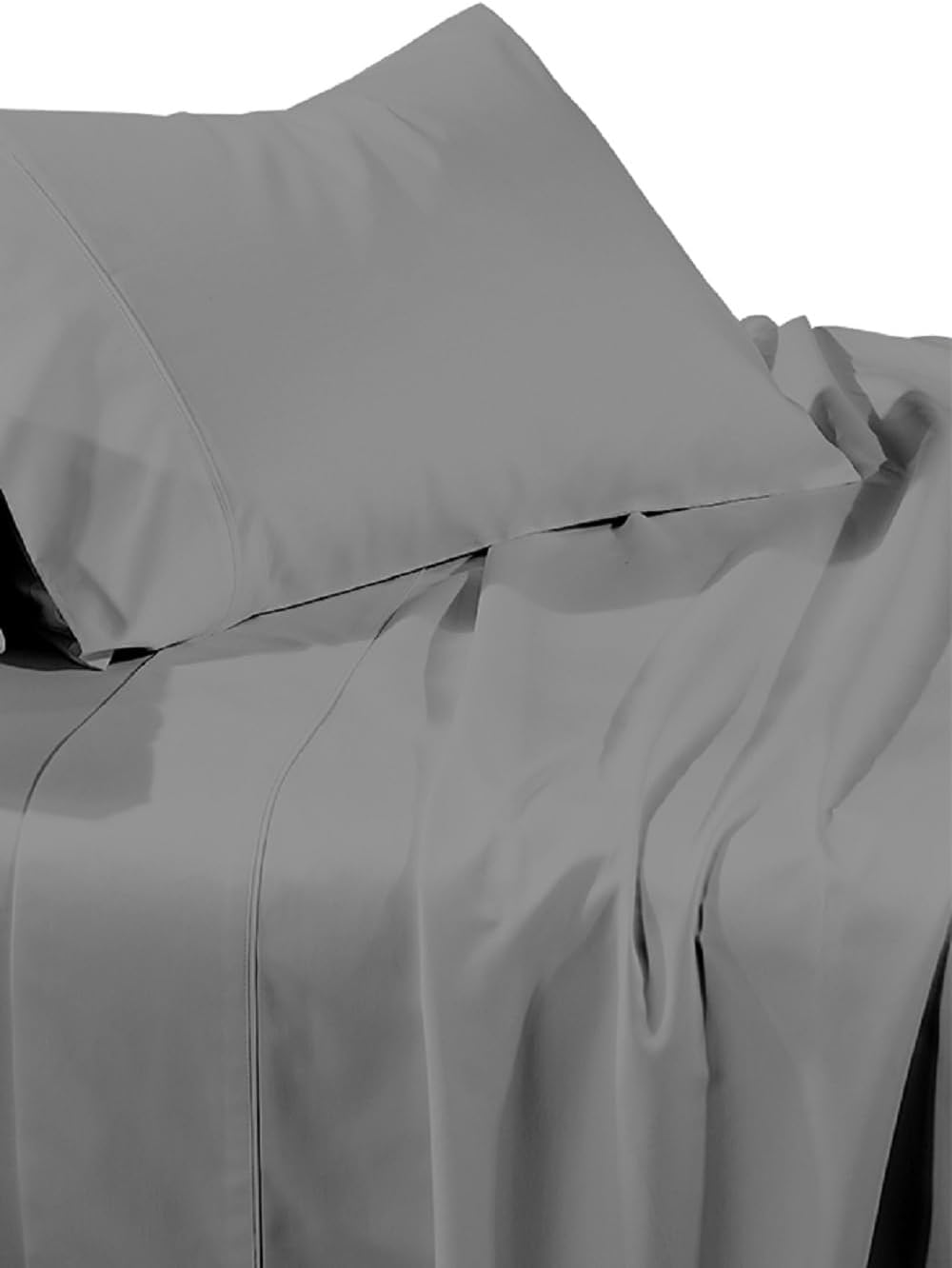 Brushed Microfiber Flat Sheet Only (Twin XL Size, Solid Grey) with Matching Pillowcase as Bonus