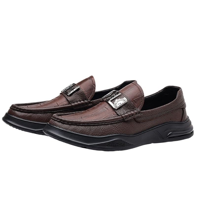Men's Casual Leather Shoes Fashion Versatile Slip-on Loafers Anti-Slip Rubber Soft Sole Men Shoes