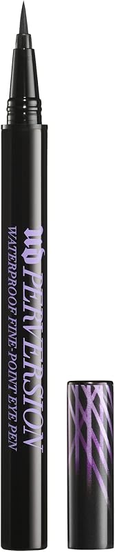 Perversion Waterproof Fine Point Eye Pen - Black Liquid Liner | Flexible Brush Tip for Winged Eyeliner + Cat Eye Makeup, Smudge-proof, Sweat-proof, Transfer-resistant, Semi-Matte Black