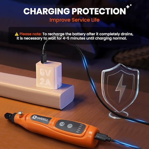 HARDELL Mini Cordless Rotary Tool 4V, 5-Speed Rotary Tools Kit with 43 Accessories, Type-C Charging Power Rotary Tool for Engraving, Sanding, Polishing, Drilling, Grinding, Small DIY Crafts 4 HARDELL Mini Cordless Rotary Tool 4V, 5-Speed Rotary Tools Kit with 43 Accessories, Type-C Charging Power Rotary Tool for Engraving, Sanding, Polishing, Drilling, Grinding, Small DIY Crafts - Image 4