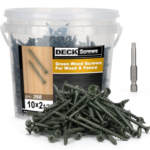 Image of Deck Screws #10 x 2-1 /2'', T25 Star Torx Drive Flat Head Wood Screws, Green, 5lb