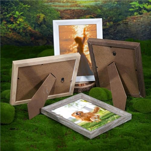 Cadre photo de table souvenir de mariage en bois de noyer grain gris chic - 7