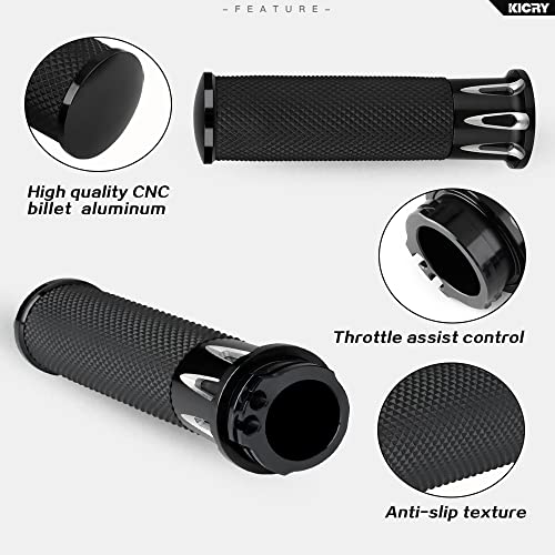 Motorcycle 1 Inch Handlebar Grips Black Cnc Throttle Grip 25Mm Universal Hand Grip Compatible With Harley Davidson Honda Yamaha Suzuki Kawasaki (Black Cnc) #TOP2