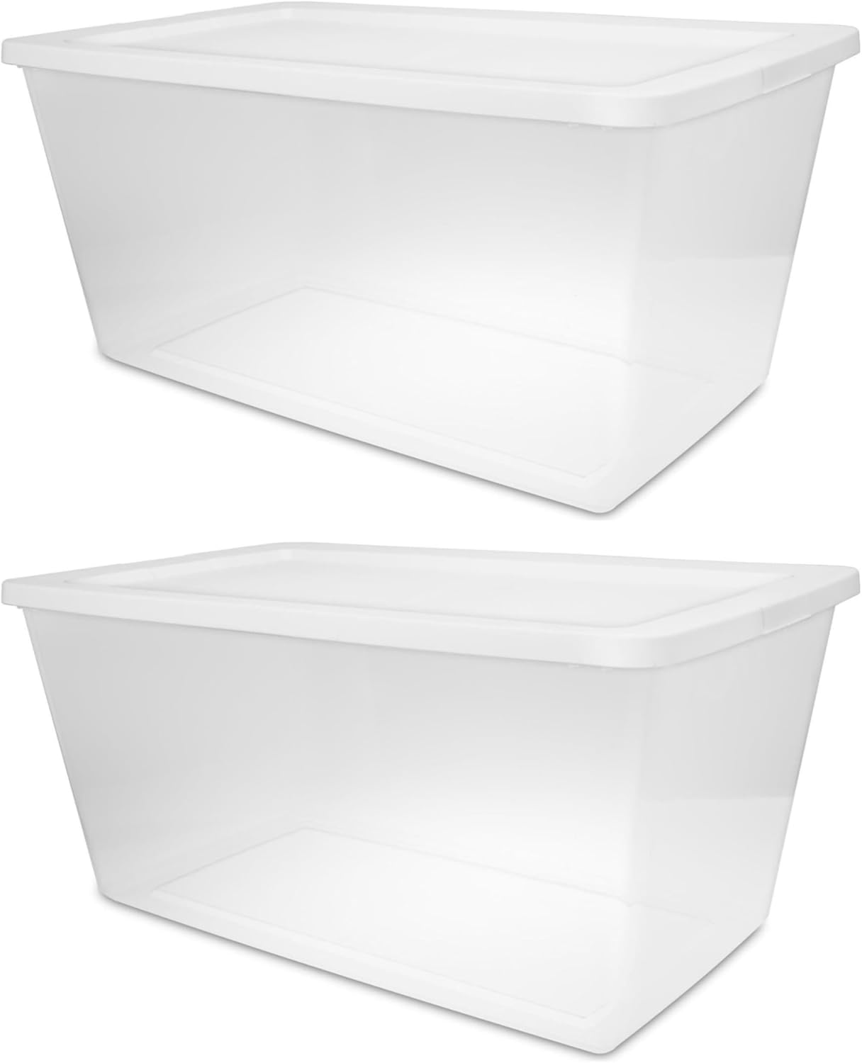 2-Pack 90 Quart Clear Plastic Storage Bin, Stackable Storage Bins, Multipurpose Organizer for Home, Office, Bedroom