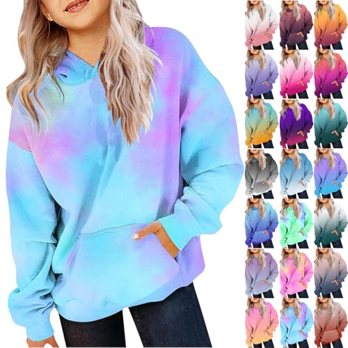 Oversized Hoodies for Teen Girls Trendy Fashion Long Sleeve Gradient Hooded Sweatshirt 2-13 Years Kid Preppy Clothes