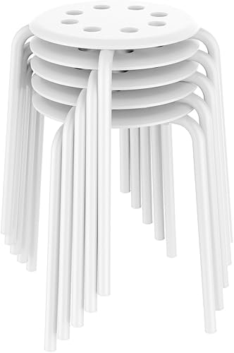 Miniatura 19 de Yaheetech Taburetes de plástico portátiles de 17.3 pulgadas de altura, sin espalda, parte superior redonda, cocina, hogar, jardín y vida, paquete