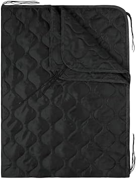 HighSpeedDaddy Large Woobie Black Blanket & Poncho Liner for Camping & All Weather Use - Water Resistant + Ripstop - Lightweight, Thermal, Insulated - Tactical, Emergency, Outdoor - 82x60