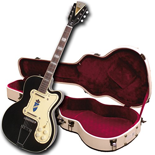Kay Vintage Reissue K161VBK Thin Twin Electric Guitar, Black, Tri-chambered