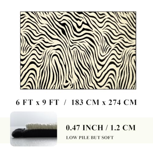 YIHOUSE 6×9 Ft Area Rugs for Living Room: Modern Washable Rug - Abstract Black and Cream White Rug for Bedroom Dining Room Office Playroom Nursery Home Decor - Nonslip Non-Shedding Striped Rugs by YIHOUSE - Used condition - Image 8