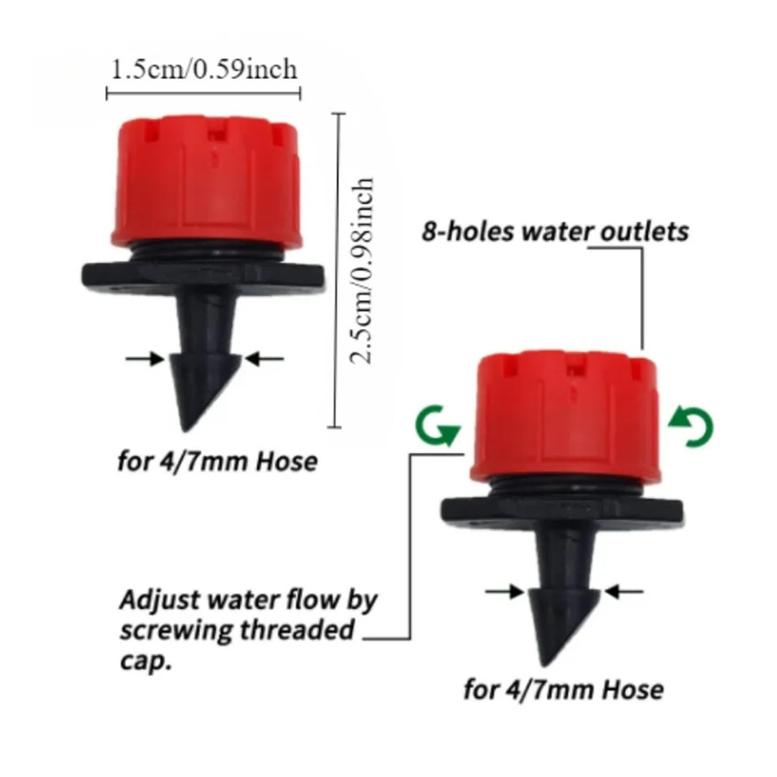 Accessori per Navi 50-800 Pezzi gocciolatori Regolabili for irrigazione irrigatori 1/4'' gocciolatore Micro irrigatori for irrigazione a Goccia Accessori per l'irrigazione(100 PCS)