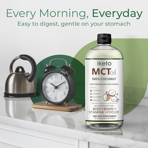 Image of Keppi MCT Oil - From 100% Coconuts - Flavorless C8 and C10, Non-GMO, Certified Gluten-Free, Palm Oil Free, Vegan, Kosher, Halal, 32 oz Coconut Oil