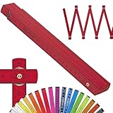 Metrie™ BL52 Holz Zollstock/Zollstöcke |2m langer Gliedermaßstab, Maßstab|Meterstab mit Duplex-Teilung - Dunkelrot