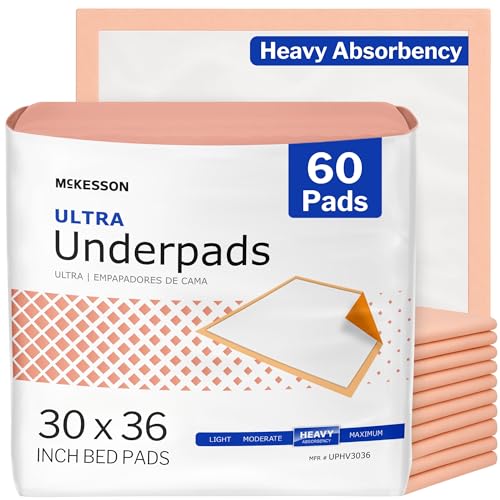 McKesson Underpads Bed Pads, Heavy Absorbency, Peach, 30 x 36 in, 60 ct