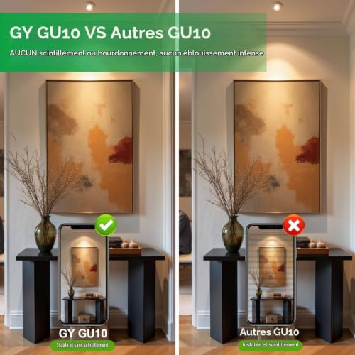 GY Ampoules LED GU10 Classe A 4W Equivalent 60W, 720LM 3000K Blanc Chaud, Angle de Lumière 110°, Ampoule GU10 Led Efficacité Energétique, Design pour protéger les yeux，Non-Dimmable, Lot de 12 – vue 4