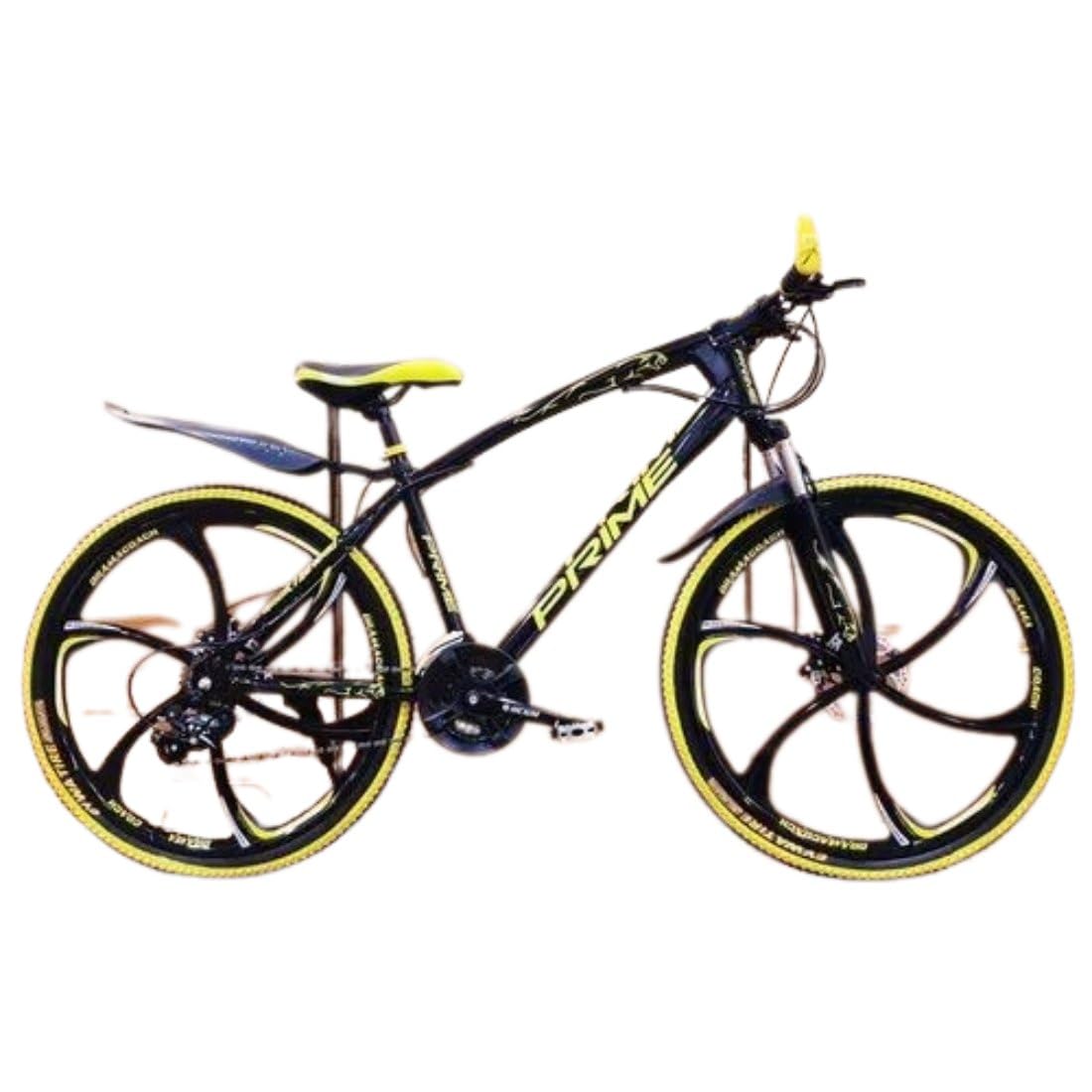 Haris Traders Carbon Steel Frame Foldable Cycle with Double Disc Break 26 Inch, Black & Yellow-picture-27