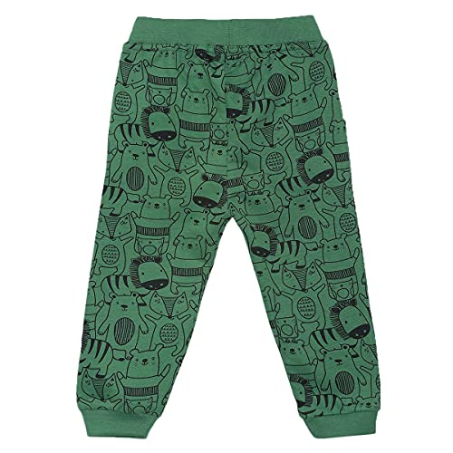 Image of miniklub Boys Green & Black Conversational Print Cotton Tracksuit