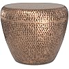 SIMPLIHOME Preston Metal Table - 22 inch Wide Solid Metal Round Side Table in Antique Copper, Modern Industrial Accent Table for Living Room or Bedroom with Textured Finish, Assembled