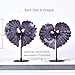 JIC Gem Large Heart Crystals Stones Carved Angel Wing Love Shaped Gemstones Lepidolite Quartz Crystal Heart Ornament Chakra Home Decor Reiki Healing（1 Pair,11-12cm）