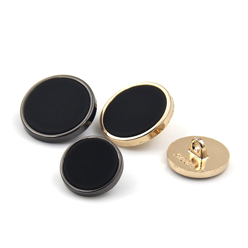 Starożytny Ginuwine Czarny płaski guzik metalowy ze złotą obwódką do marynarek, garniturów, płaszczy i mundurów, 16 mm/20 mm, opakowanie 10 sztuk(Grey+Black,16mm)