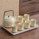 YoeEoay Chinesische Teeservice Aus Keramik Blume Porzellan Tee Set 90ML Tea Glass*6+700ML...