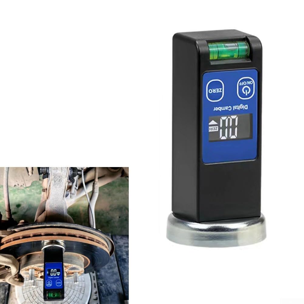 Medidor de cámara digital con burbuja de nivel de pantalla LCD | Herramienta de calibración de alineación de ruedas para equipos de carreras de mecánicos automotrices | Diseño de base estable para