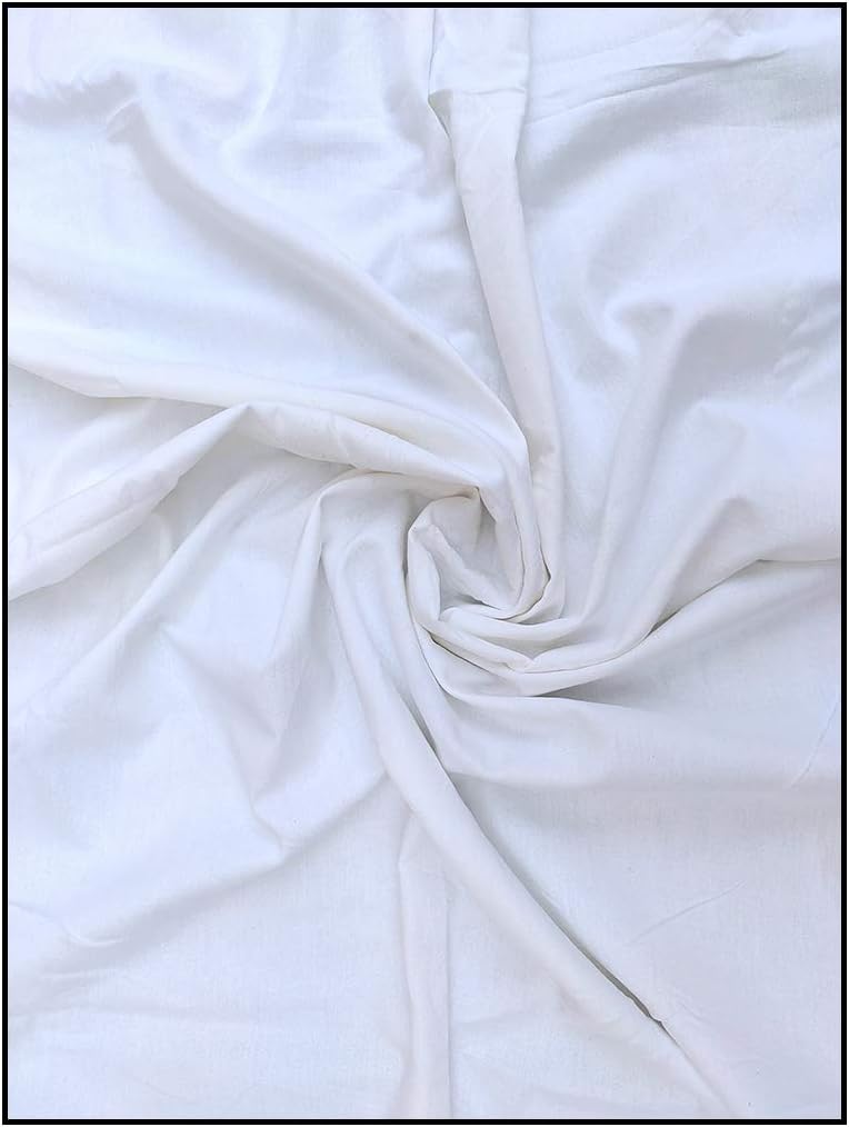 Color Nirvana Women's Pure Cotton Unstitched Plain Solid White Dress Material Fabric
