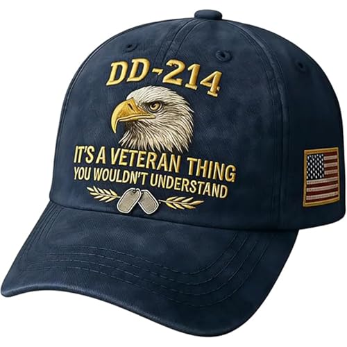 Army Veteran Hats for Men- Adjustable Embroidered Eagle Patriotic Hat Ideal Gift for Veterans & Soldiers (Blue)