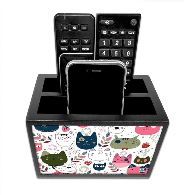 Nutcase Designer Wooden Remote Control Holder Stand Organizer Caddy for TV/AC Remotes-Multipurpose Desk Organiser-6�x4�x4� 3