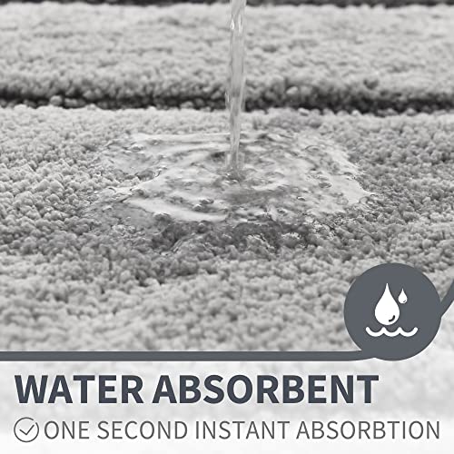 GRANNY SAYS Bath Mat Non Slip 60 x 90 cm, Large Bathroom Mat Grey, Super Soft Bath Matt Water Absorbent - Image 4
