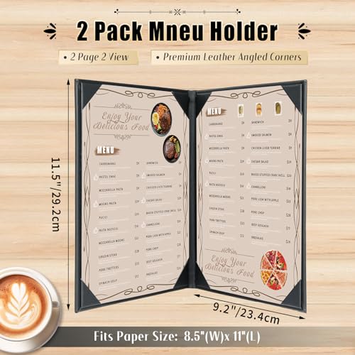 Protège-menu restaurant en cuir de qualité supérieure avec finitions coins coudés - 2
