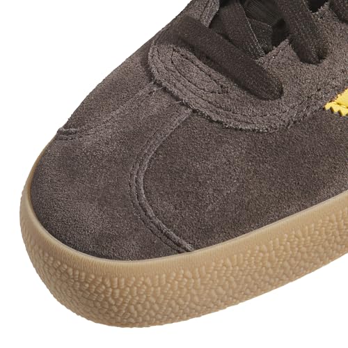 Image of adidas Men's Gazelle ADV Skate Shoes - Dark Brown /Preloved Yellow, Size: 10.0
