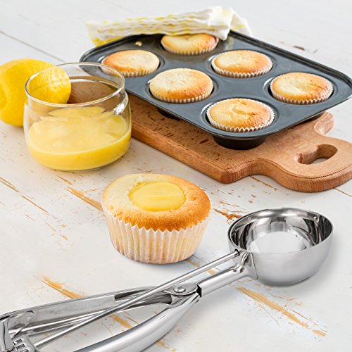 Jenaluca Cupcake Scoop and Muffin Scooper - 18/8 Stainless Steel (Gift Pack, Jumbo)