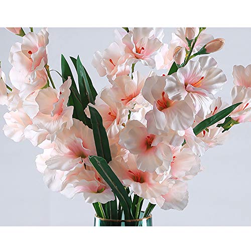 Cmjlbm 5Pcs 30'' Orchids Artificial Flowers Single Stem Gladiolus Fake Flowers For Home Garden Party Wedding Decoration(Vase Not Included) (Pink) #TOP5