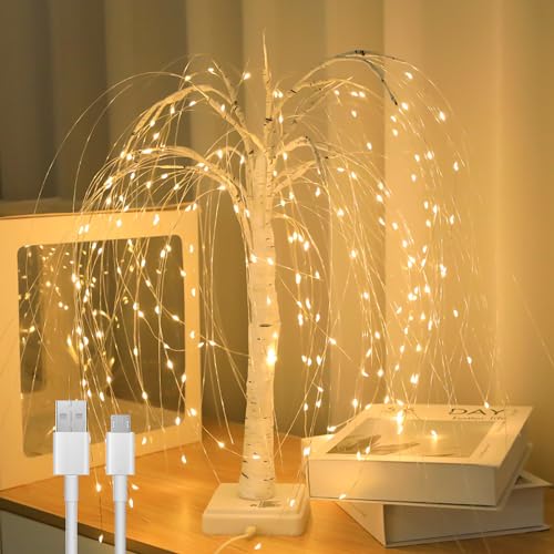 Esoes LED Lichterbaum, LED Baum Lichter mit 8 Modi Timer, 108 LED Baum Lampe, USB/Batteriebetrieben, Licht Warmweiß Verstellbare Äste Weihnachtsdeko für Wohnzimmer, Büro, Esszimmer, Innen Deko (Weiß) Esoes LED Lichterbaum, LED Baum Lichter mit 8 Modi Timer, 108 LED Baum Lampe, USB/Batteriebetrieben, Licht Warmweiß Verstellbare Äste Weihnachtsdeko für Wohnzimmer, Büro, Esszimmer, Innen Deko (Weiß)