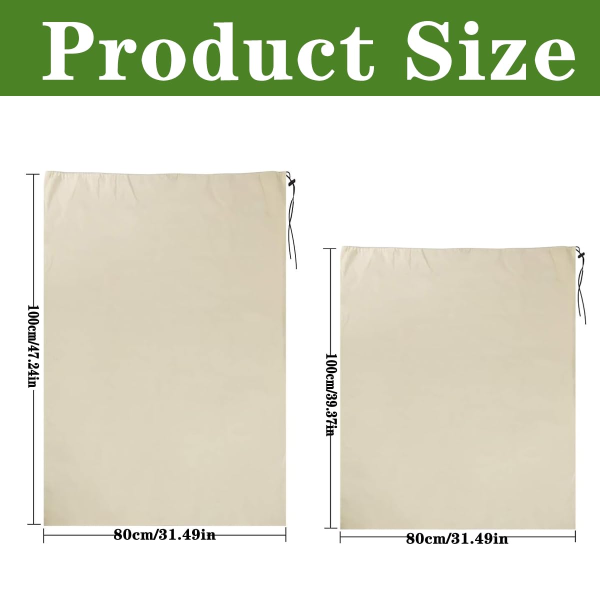 2 x Winter Protection for Plants (80 x 100 cm 80 x 120 cm) Winter Frost Protection Covers for Plants Antifreeze Plant Cover with Zip and Drawstring - Image 2